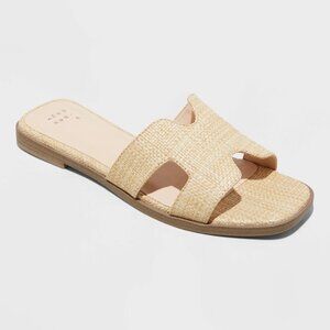 Women's Nina Slide Sandals - A New Day™ Beige 8.5